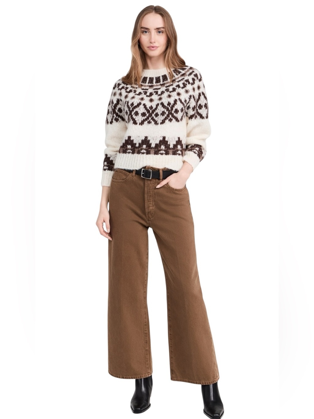 FRAME Fairisle Sweater in Cream Multi Size Medium - Picture 2 of 11